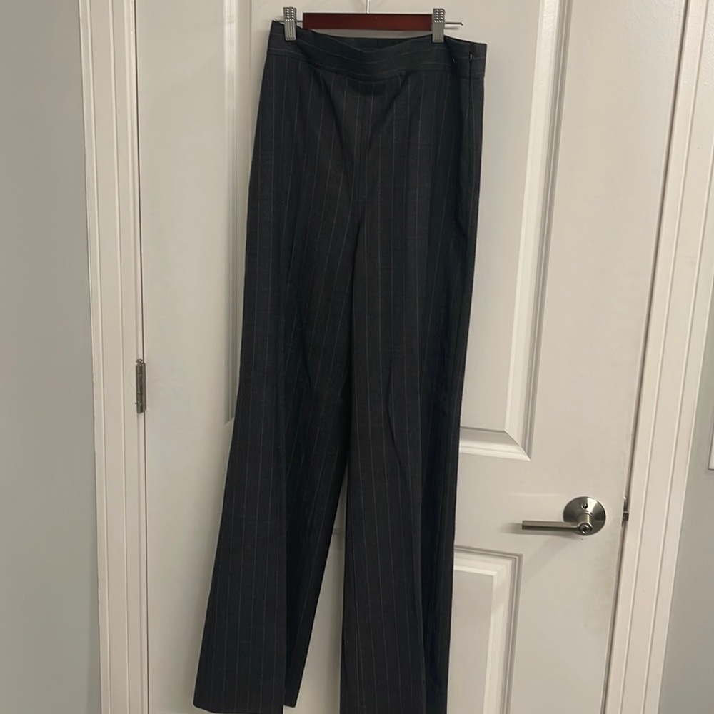 Zara grey stripe high waisted wide leg pants